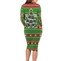 German Shepherd Pine Xmas Christmas Long Sleeve Bodycon Dress Xmas Holiday Patterns - Wonder Print Shop