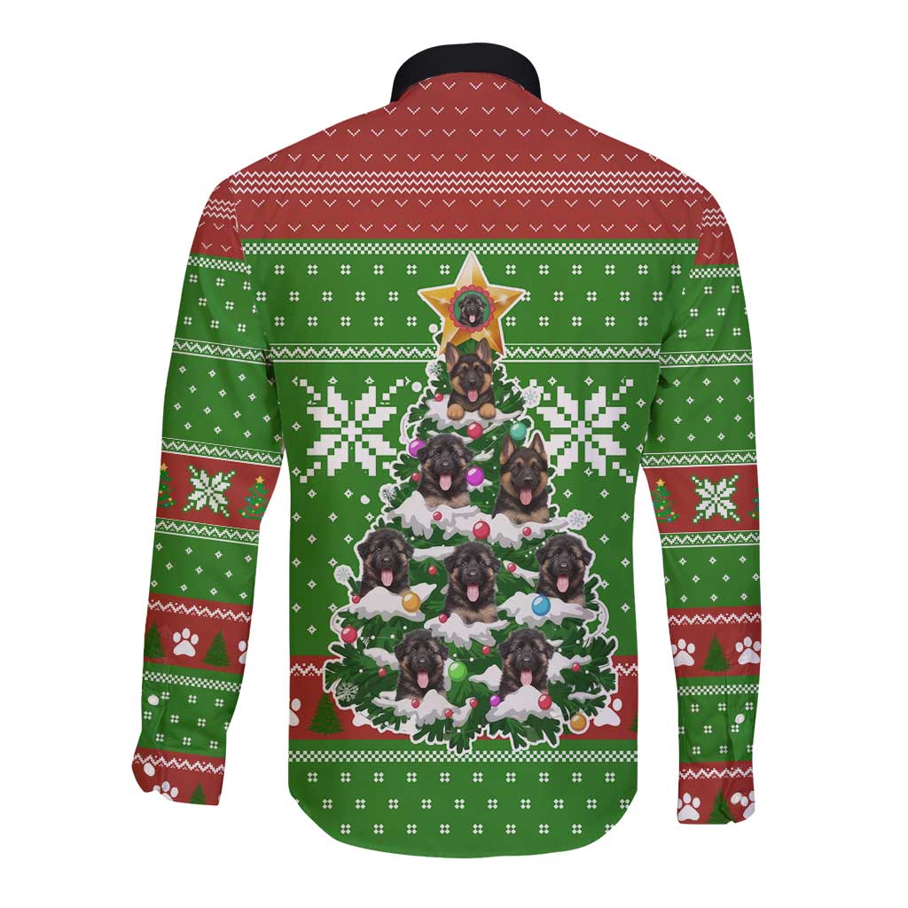 German Shepherd Pine Xmas Christmas Long Sleeve Button Shirt Xmas Holiday Patterns - Wonder Print Shop