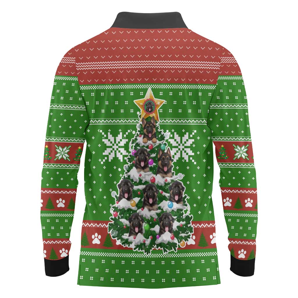 German Shepherd Pine Xmas Christmas Long Sleeve Polo Shirt Xmas Holiday Patterns - Wonder Print Shop
