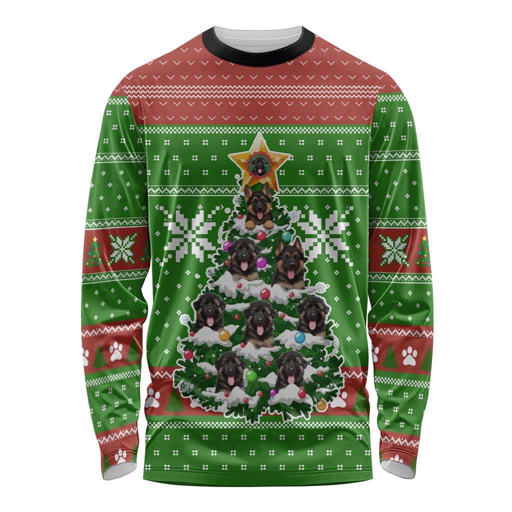 German Shepherd Pine Xmas Christmas Long Sleeve Shirt Xmas Holiday Patterns - Wonder Print Shop