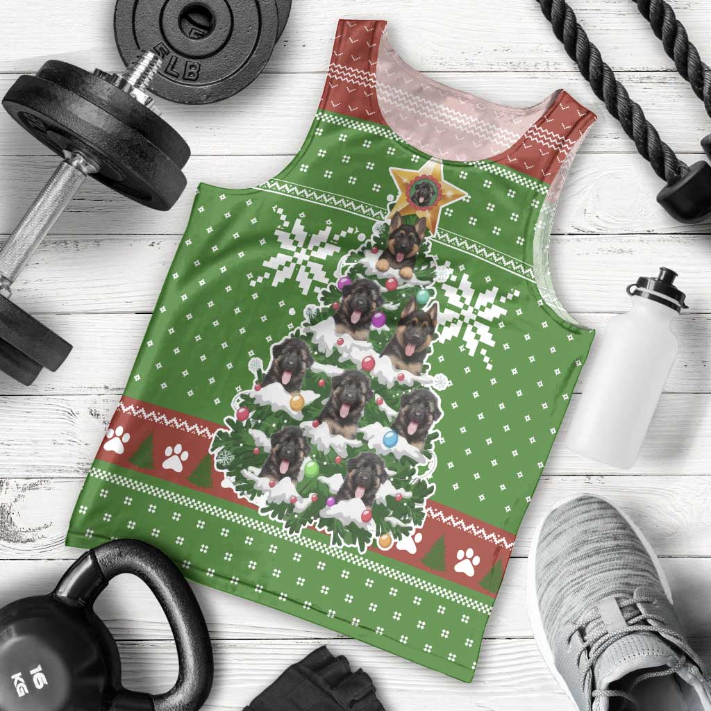 German Shepherd Pine Xmas Christmas Men Tank Top Xmas Holiday Patterns - Wonder Print Shop