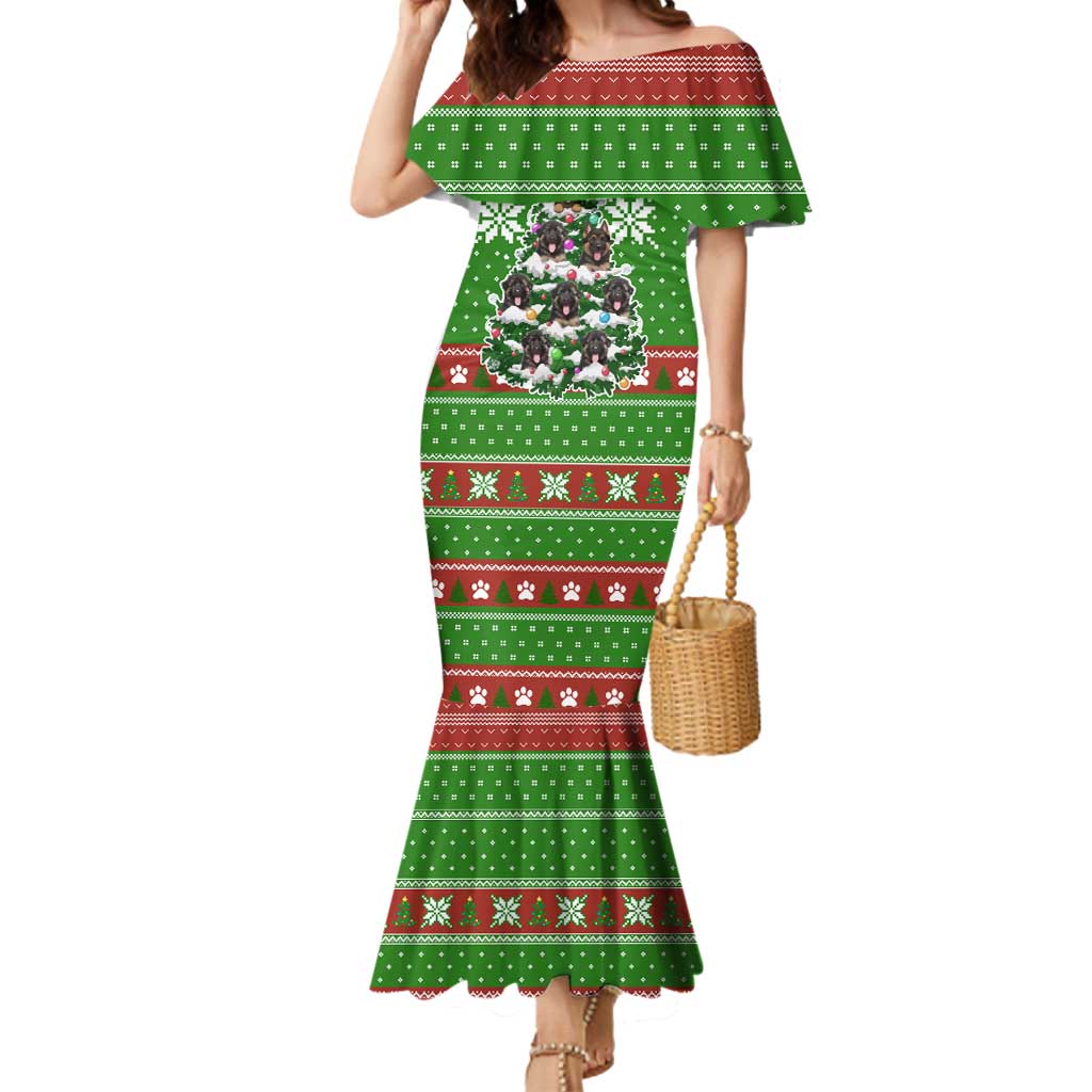 German Shepherd Pine Xmas Christmas Mermaid Dress Xmas Holiday Patterns - Wonder Print Shop
