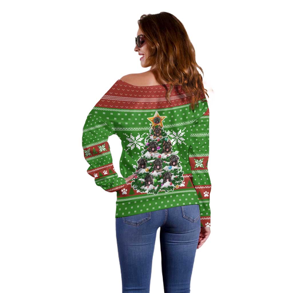 German Shepherd Pine Xmas Christmas Off Shoulder Sweater Xmas Holiday Patterns - Wonder Print Shop