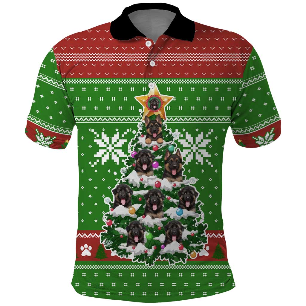 German Shepherd Pine Xmas Christmas Polo Shirt Xmas Holiday Patterns - Wonder Print Shop
