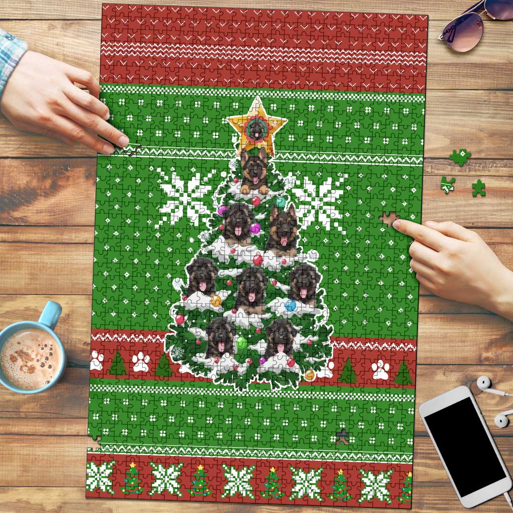German Shepherd Pine Xmas Christmas Puzzle Xmas Holiday Patterns - Wonder Print Shop