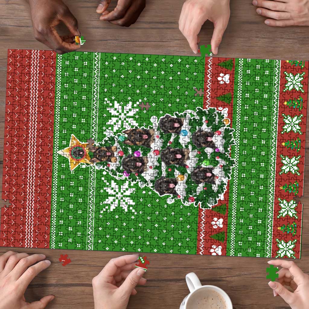 German Shepherd Pine Xmas Christmas Puzzle Xmas Holiday Patterns - Wonder Print Shop