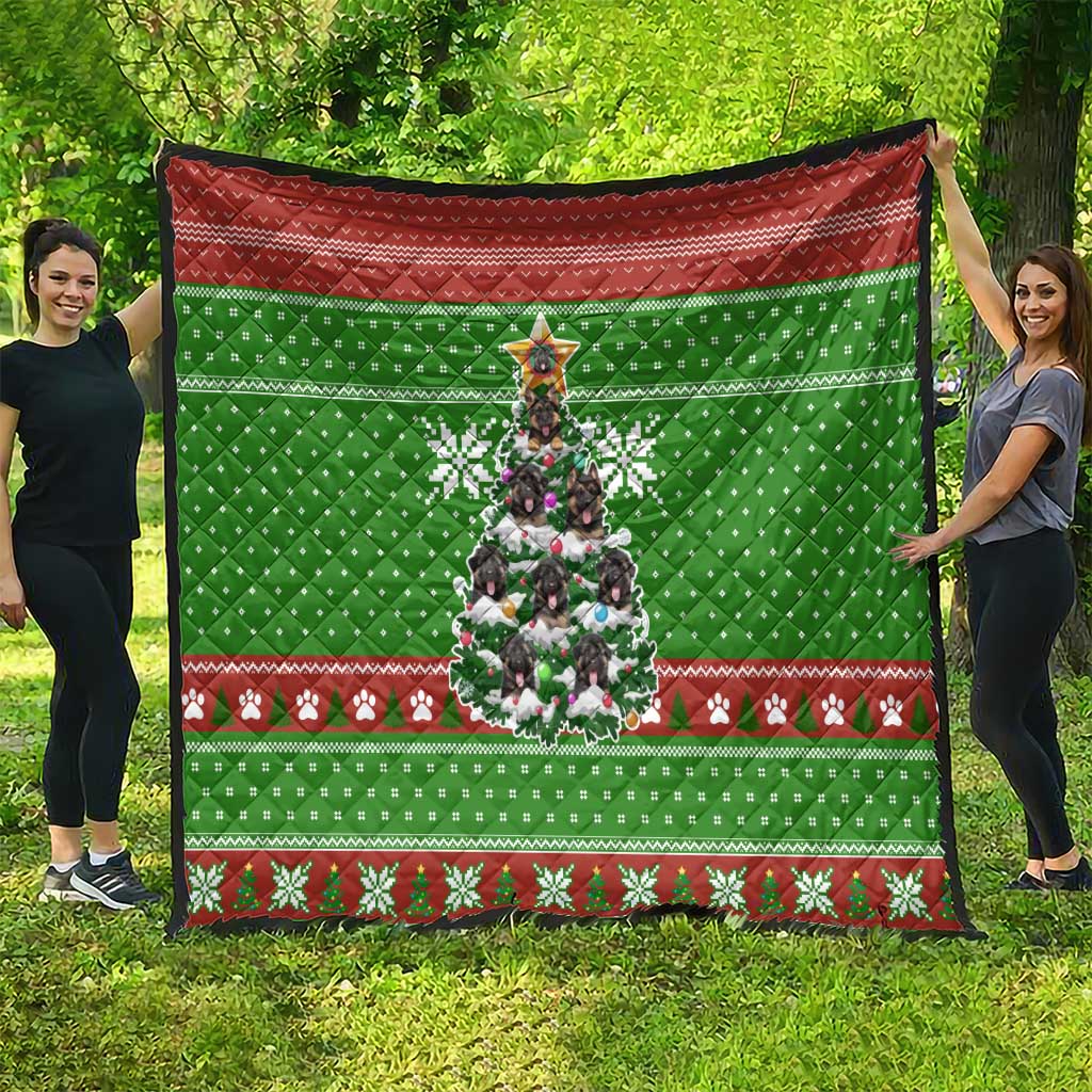 German Shepherd Pine Xmas Christmas Quilt Xmas Holiday Patterns - Wonder Print Shop