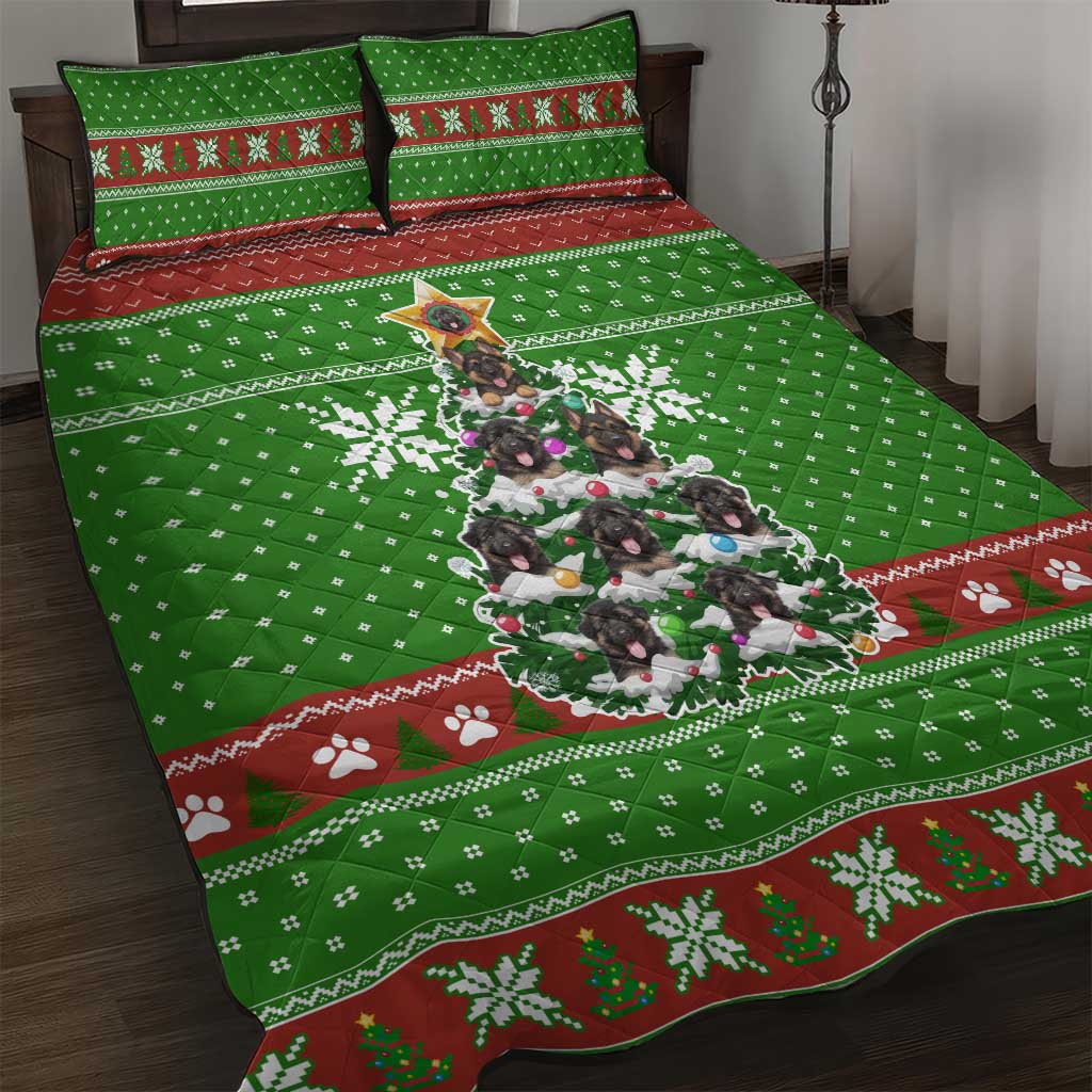 German Shepherd Pine Xmas Christmas Quilt Bed Set Xmas Holiday Patterns - Wonder Print Shop