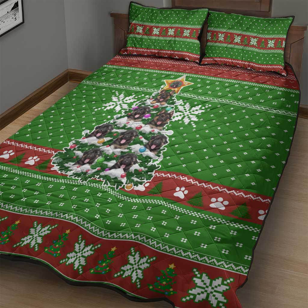German Shepherd Pine Xmas Christmas Quilt Bed Set Xmas Holiday Patterns - Wonder Print Shop