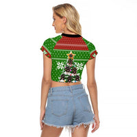 German Shepherd Pine Xmas Christmas Raglan Cropped T Shirt Xmas Holiday Patterns - Wonder Print Shop