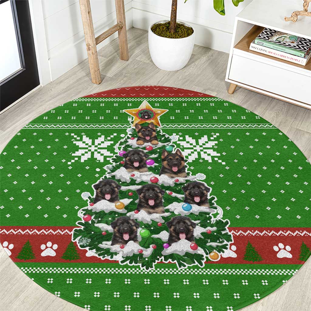 German Shepherd Pine Xmas Christmas Round Carpet Xmas Holiday Patterns - Wonder Print Shop