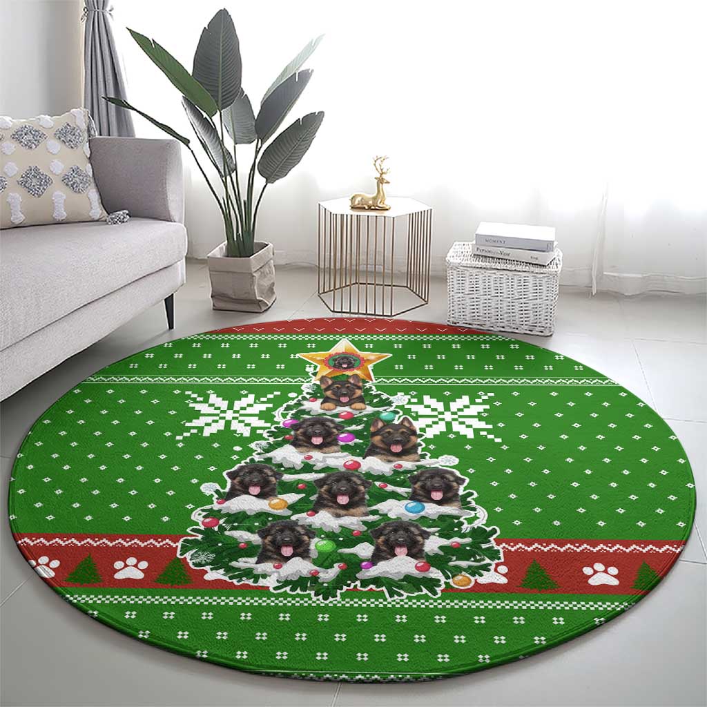 German Shepherd Pine Xmas Christmas Round Carpet Xmas Holiday Patterns - Wonder Print Shop