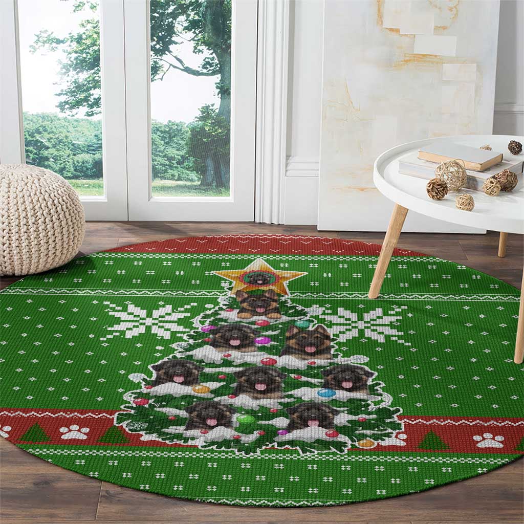German Shepherd Pine Xmas Christmas Round Carpet Xmas Holiday Patterns - Wonder Print Shop