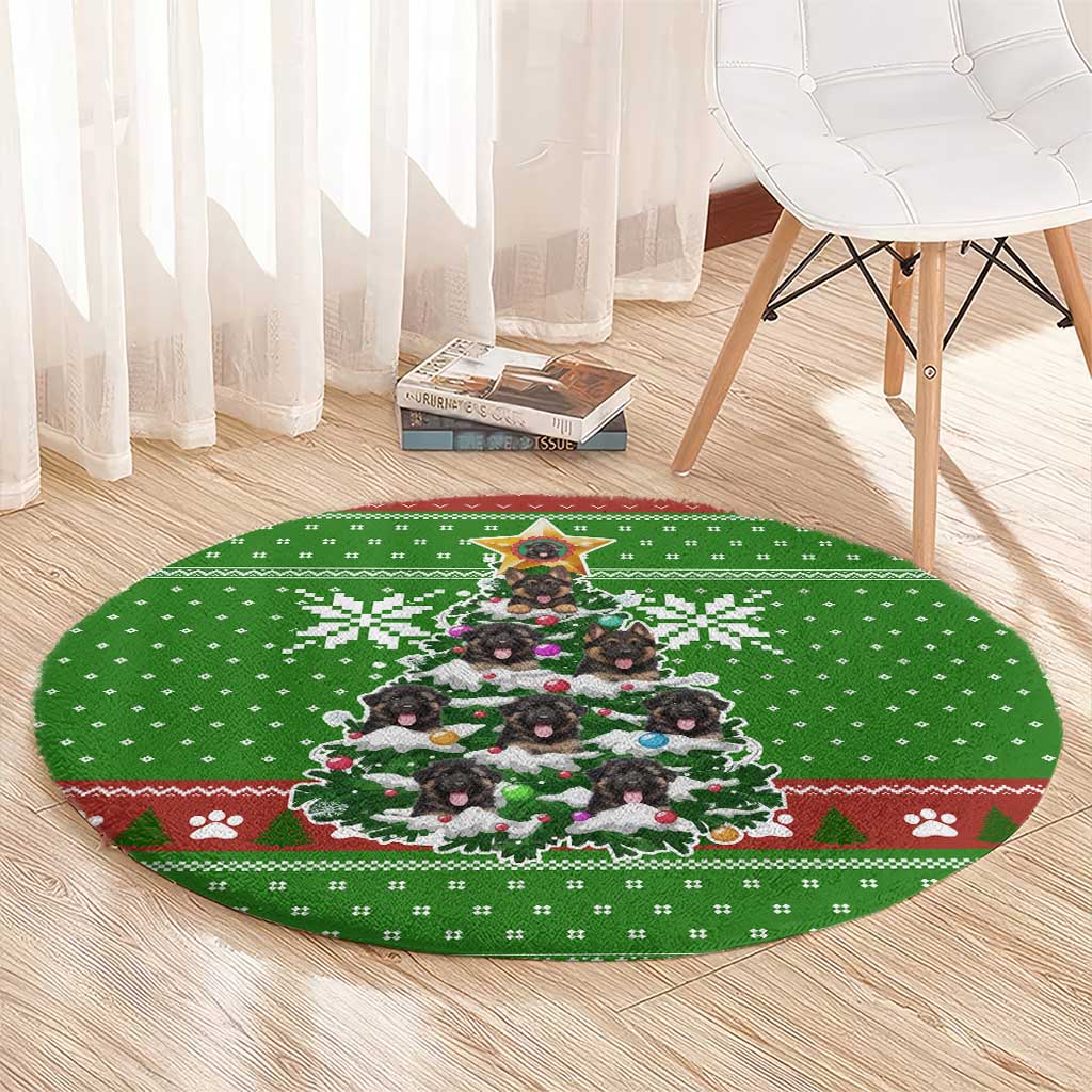 German Shepherd Pine Xmas Christmas Round Carpet Xmas Holiday Patterns - Wonder Print Shop