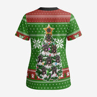 German Shepherd Pine Xmas Christmas Scrub Top Xmas Holiday Patterns - Wonder Print Shop