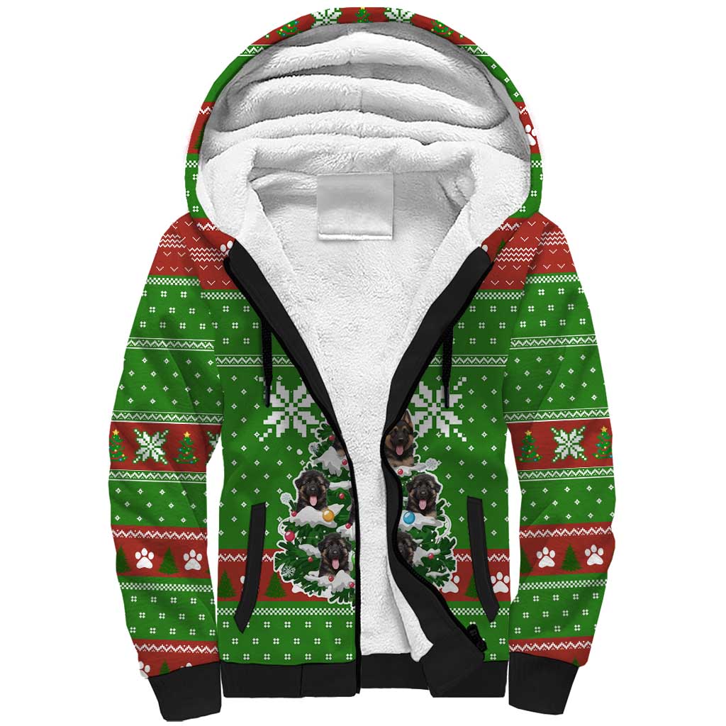 German Shepherd Pine Xmas Christmas Sherpa Hoodie Xmas Holiday Patterns - Wonder Print Shop