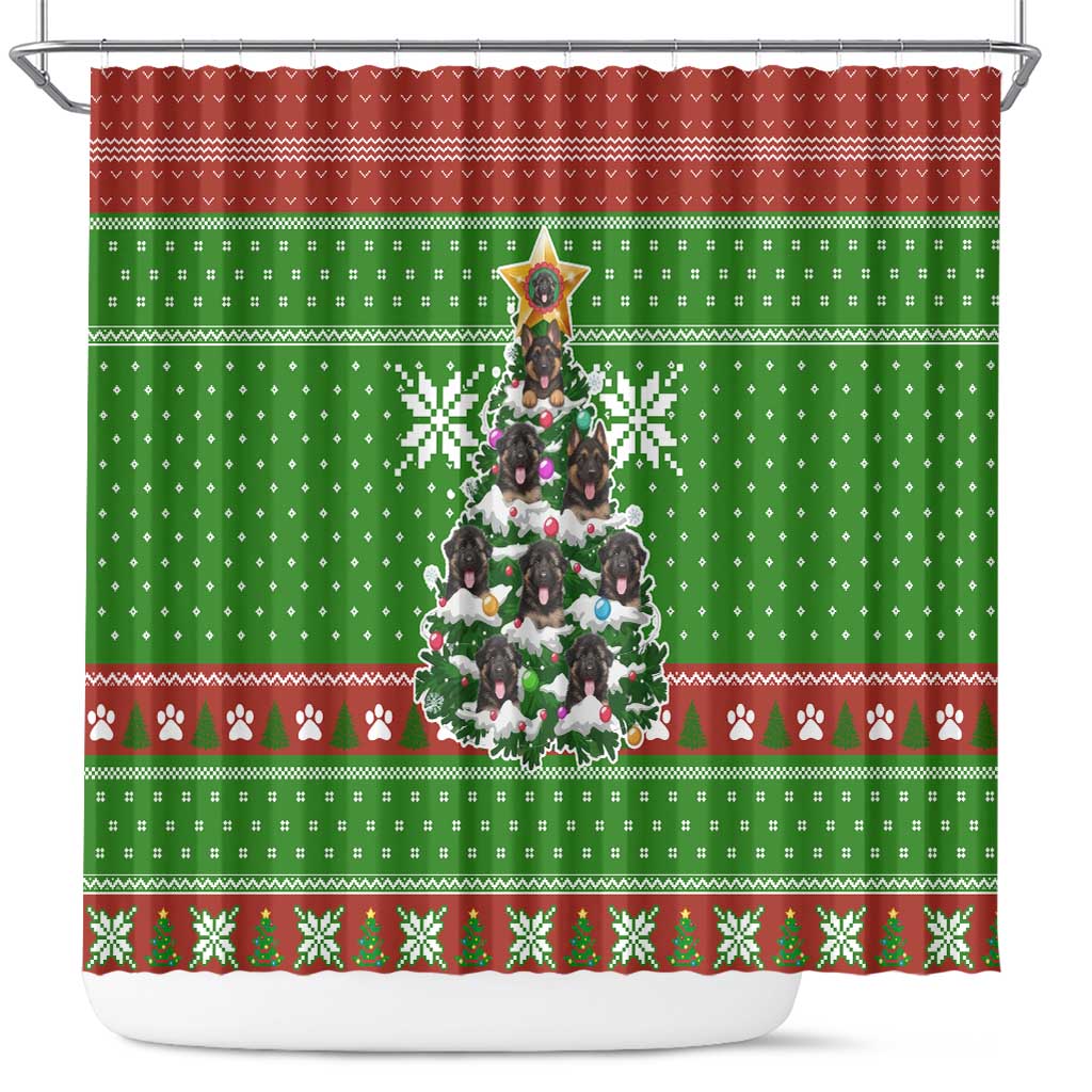 German Shepherd Pine Xmas Christmas Shower Curtain Xmas Holiday Patterns - Wonder Print Shop