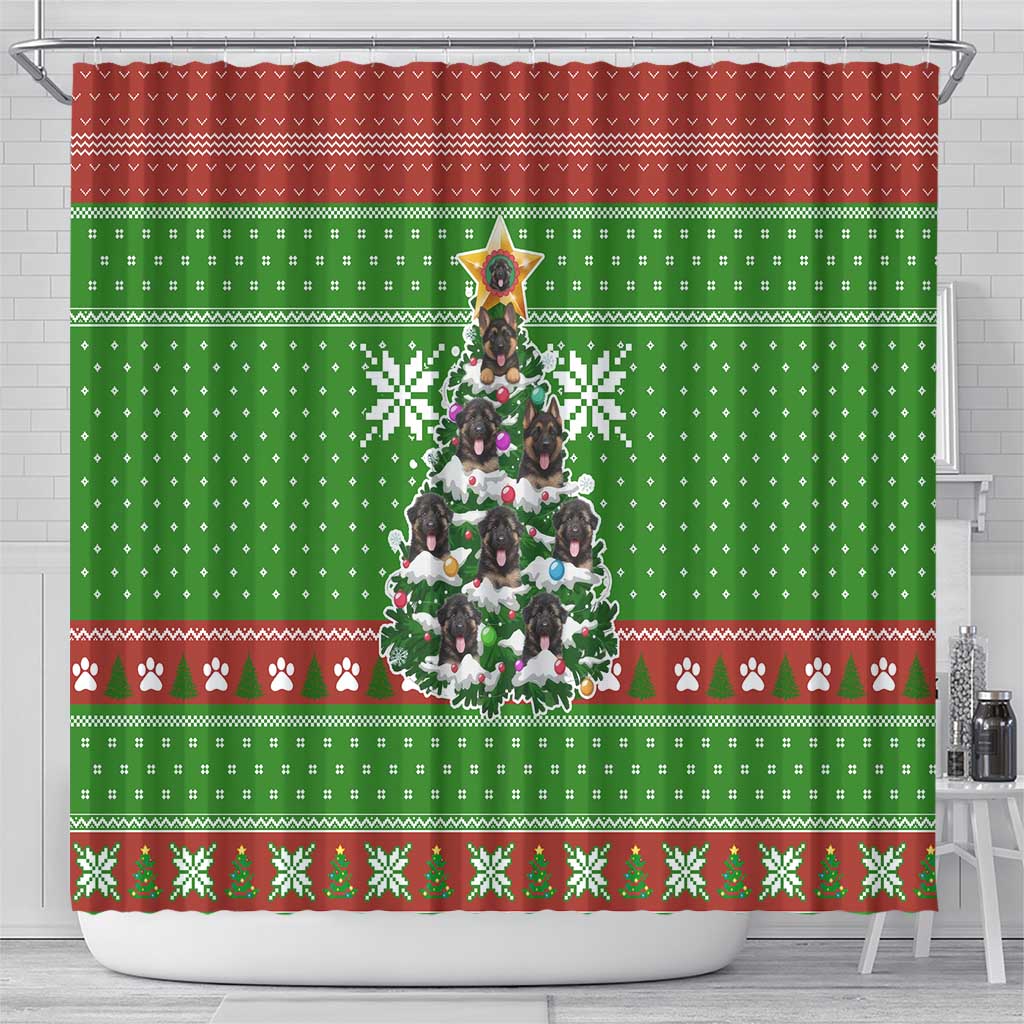 German Shepherd Pine Xmas Christmas Shower Curtain Xmas Holiday Patterns - Wonder Print Shop