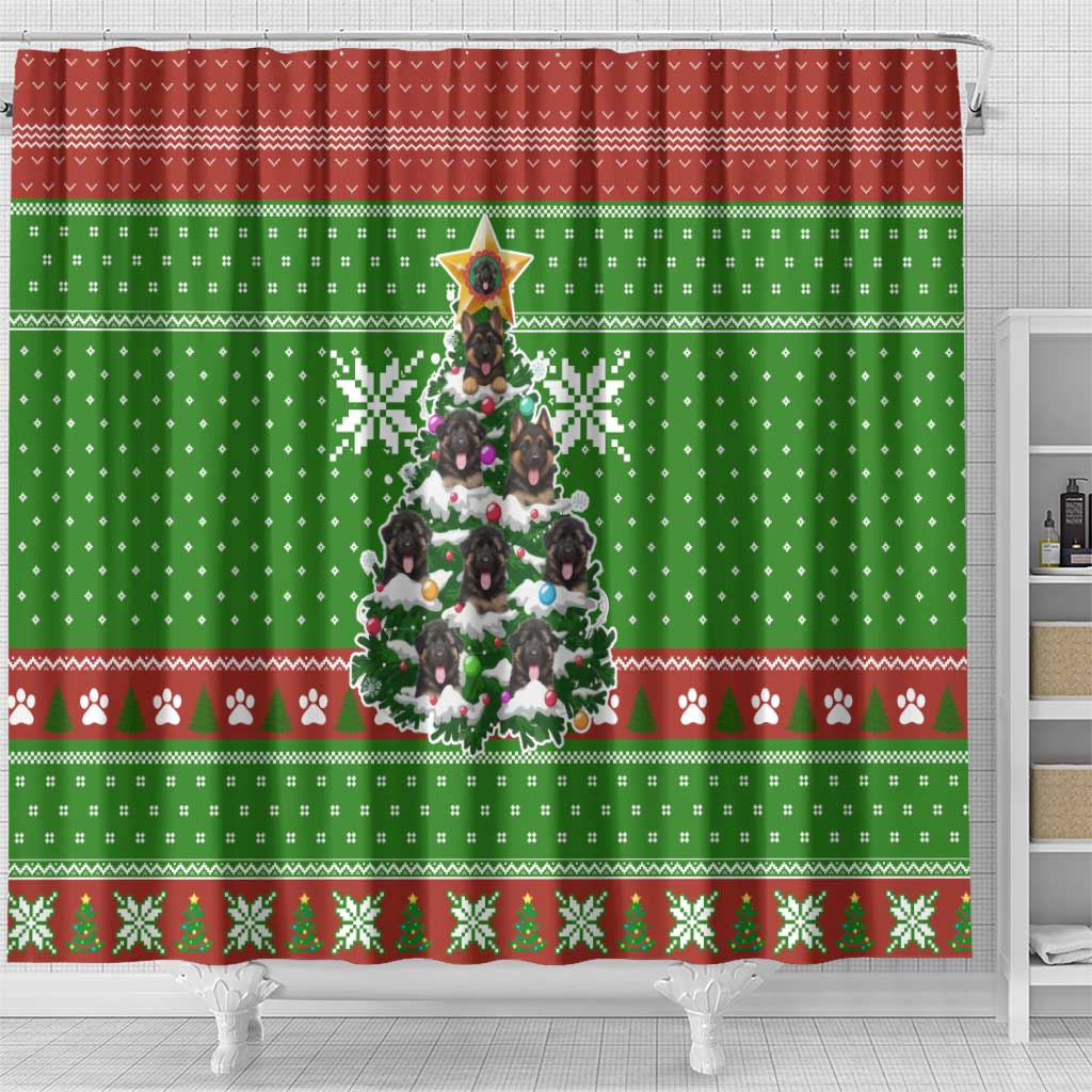 German Shepherd Pine Xmas Christmas Shower Curtain Xmas Holiday Patterns - Wonder Print Shop