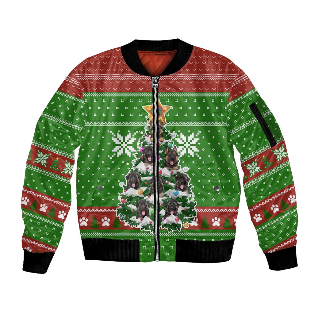 German Shepherd Pine Xmas Christmas Sleeve Zip Bomber Jacket Xmas Holiday Patterns - Wonder Print Shop