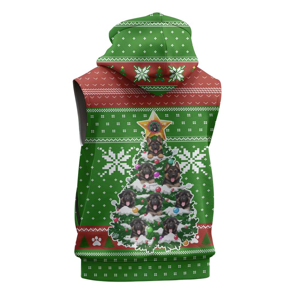 German Shepherd Pine Xmas Christmas Sleeveless Hoodie Xmas Holiday Patterns - Wonder Print Shop