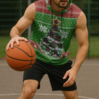 German Shepherd Pine Xmas Christmas Sleeveless Hoodie Xmas Holiday Patterns - Wonder Print Shop