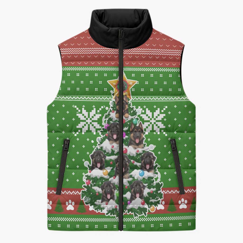German Shepherd Pine Xmas Christmas Sleeveless Puffer Jacket Xmas Holiday Patterns - Wonder Print Shop