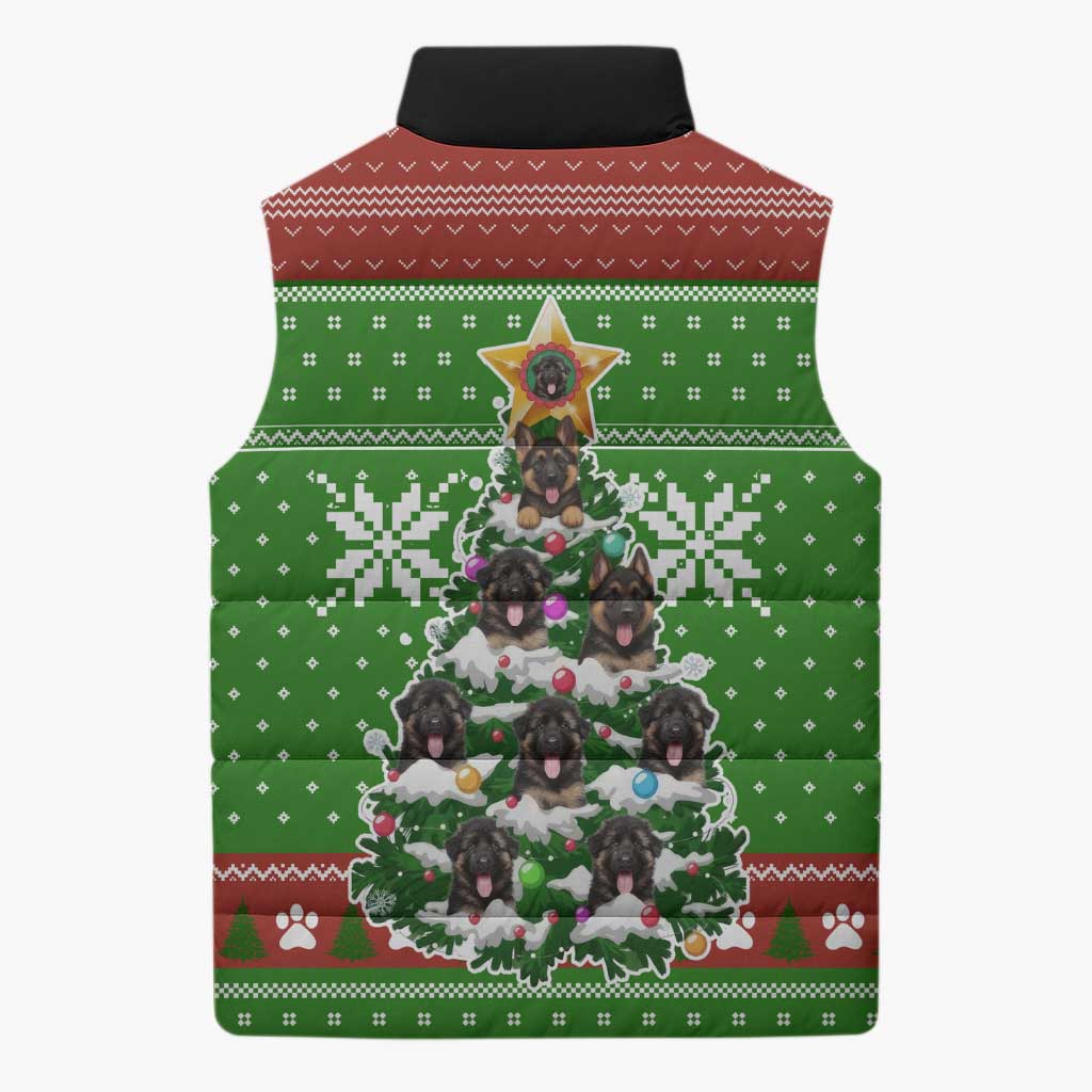 German Shepherd Pine Xmas Christmas Sleeveless Puffer Jacket Xmas Holiday Patterns - Wonder Print Shop