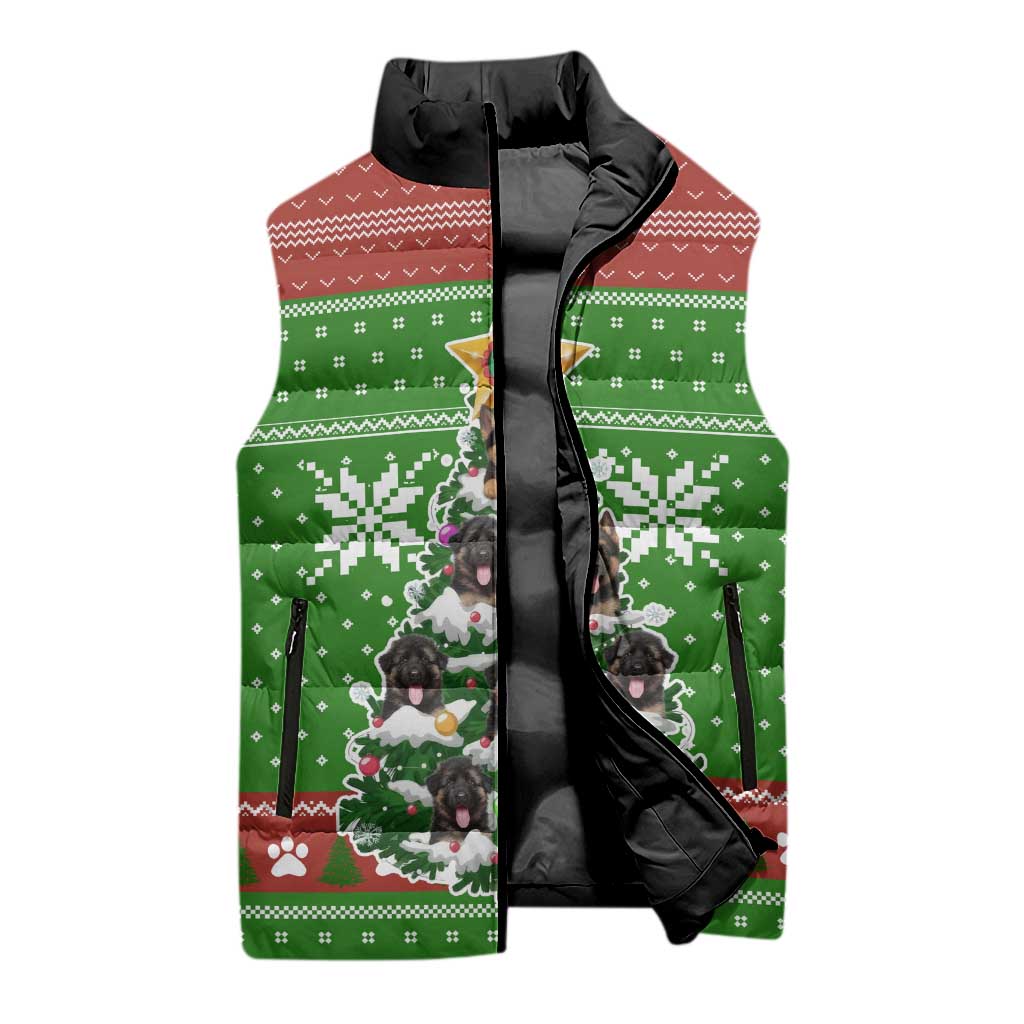 German Shepherd Pine Xmas Christmas Sleeveless Puffer Jacket Xmas Holiday Patterns - Wonder Print Shop