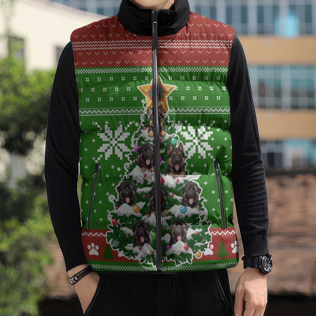 German Shepherd Pine Xmas Christmas Sleeveless Puffer Jacket Xmas Holiday Patterns - Wonder Print Shop