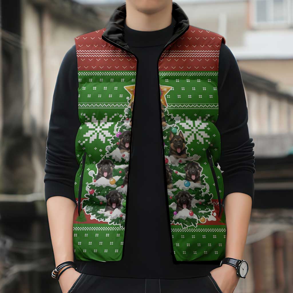 German Shepherd Pine Xmas Christmas Sleeveless Puffer Jacket Xmas Holiday Patterns - Wonder Print Shop