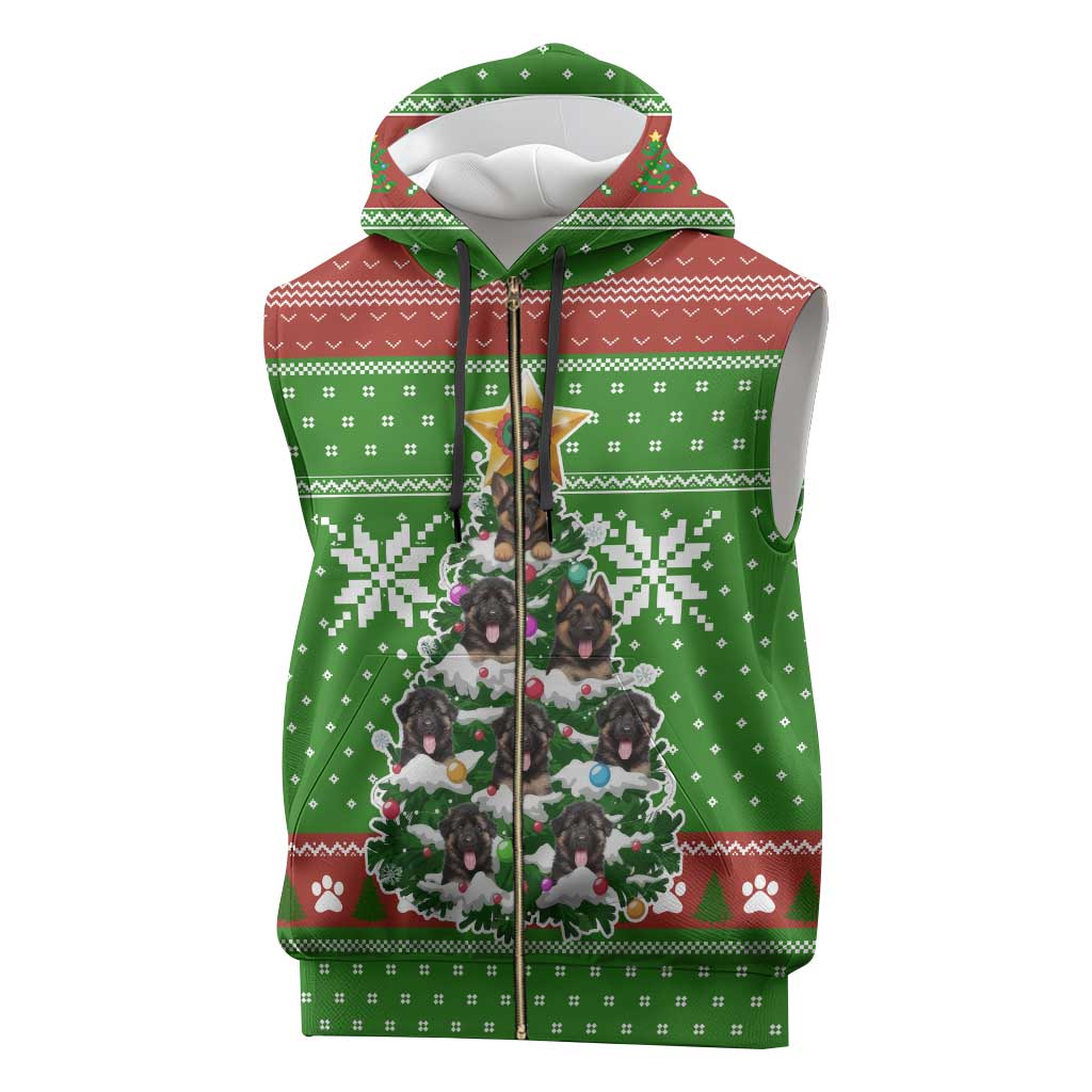 German Shepherd Pine Xmas Christmas Sleeveless Zip Hoodie Xmas Holiday Patterns - Wonder Print Shop