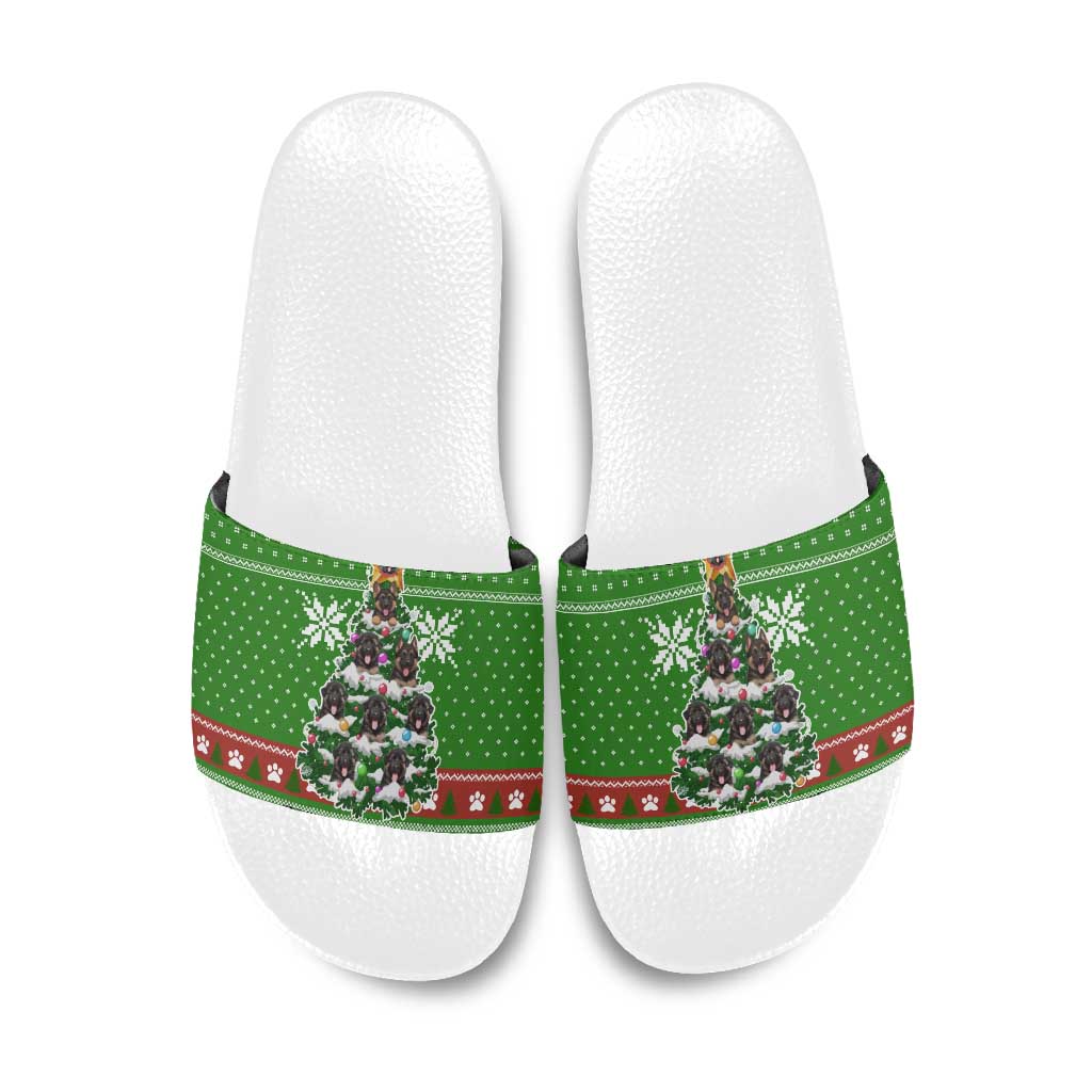 German Shepherd Pine Xmas Christmas Slide Sandals Xmas Holiday Patterns - Wonder Print Shop