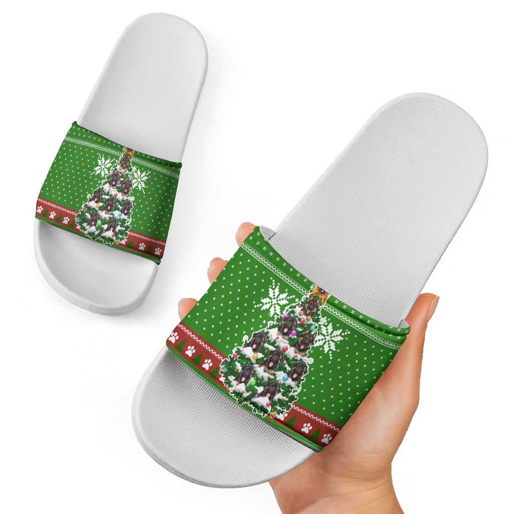 German Shepherd Pine Xmas Christmas Slide Sandals Xmas Holiday Patterns - Wonder Print Shop