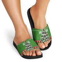 German Shepherd Pine Xmas Christmas Slide Sandals Xmas Holiday Patterns - Wonder Print Shop