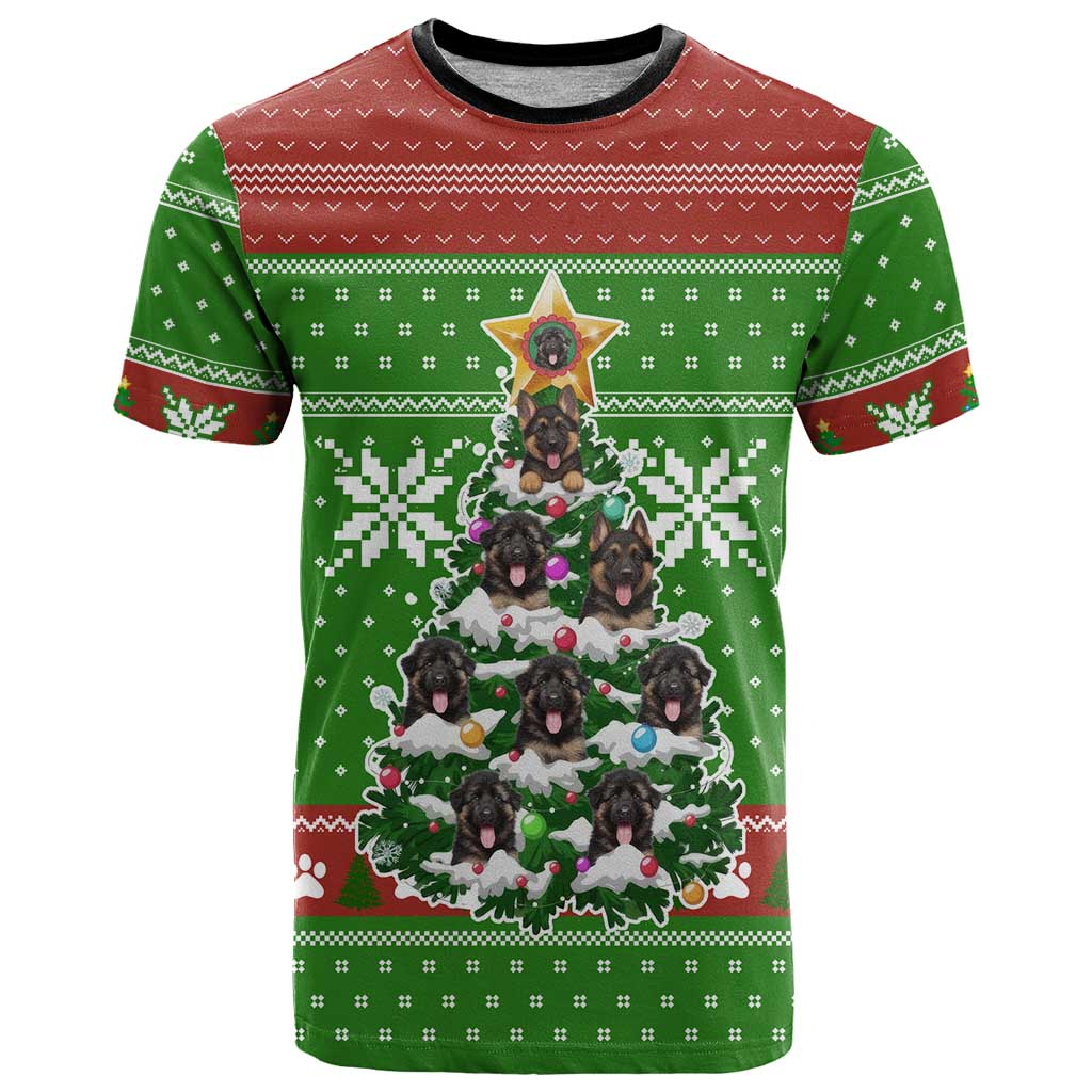 German Shepherd Pine Xmas Christmas T Shirt Xmas Holiday Patterns - Wonder Print Shop
