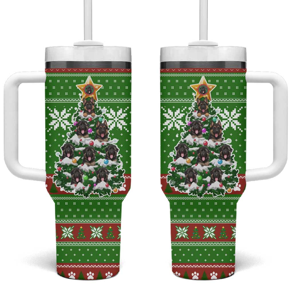 German Shepherd Pine Xmas Christmas Tumbler With Handle Xmas Holiday Patterns - Wonder Print Shop