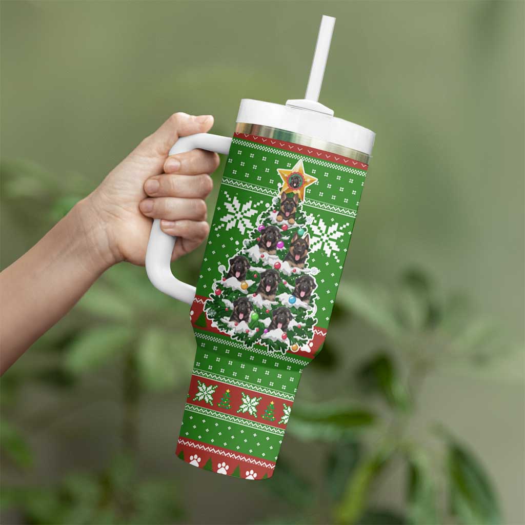 German Shepherd Pine Xmas Christmas Tumbler With Handle Xmas Holiday Patterns - Wonder Print Shop