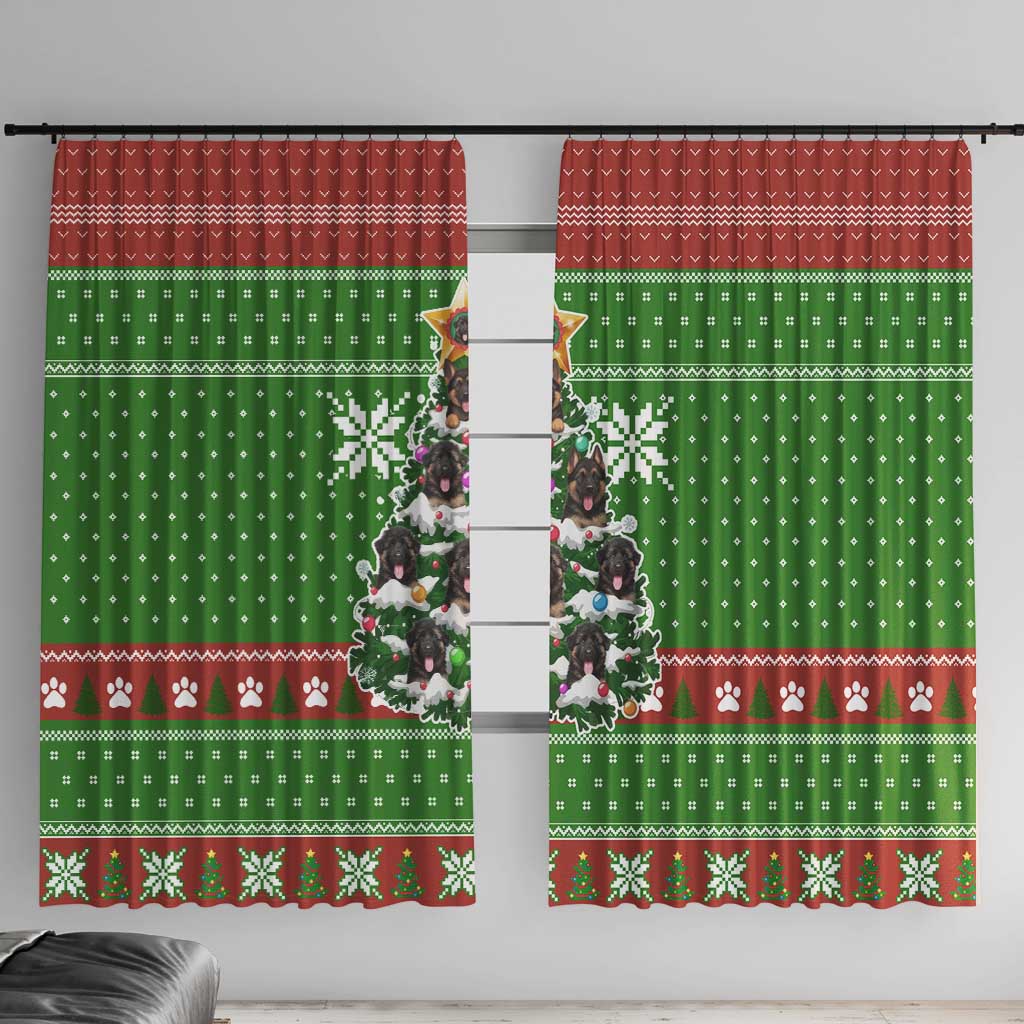 German Shepherd Pine Xmas Christmas Window Curtain Xmas Holiday Patterns - Wonder Print Shop