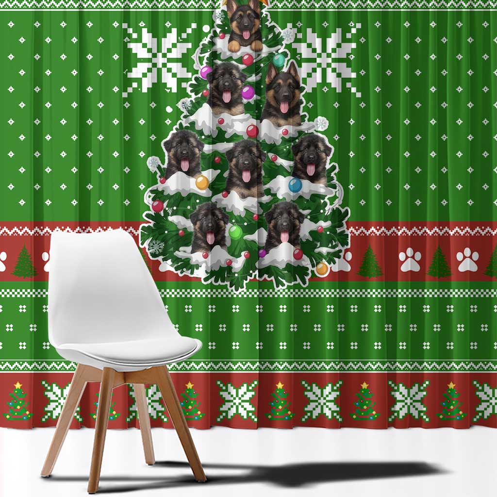 German Shepherd Pine Xmas Christmas Window Curtain Xmas Holiday Patterns - Wonder Print Shop