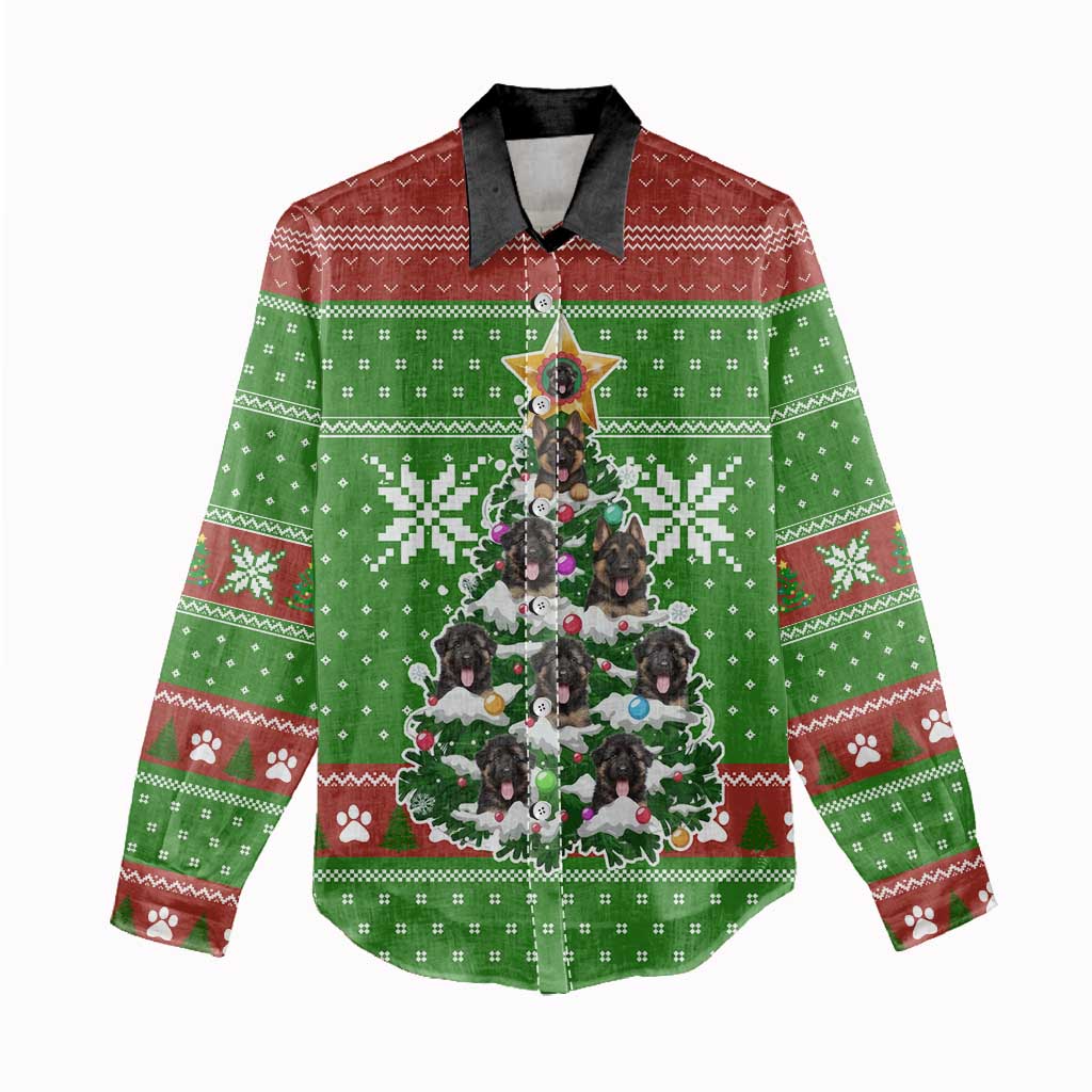 German Shepherd Pine Xmas Christmas Women Casual Shirt Xmas Holiday Patterns - Wonder Print Shop
