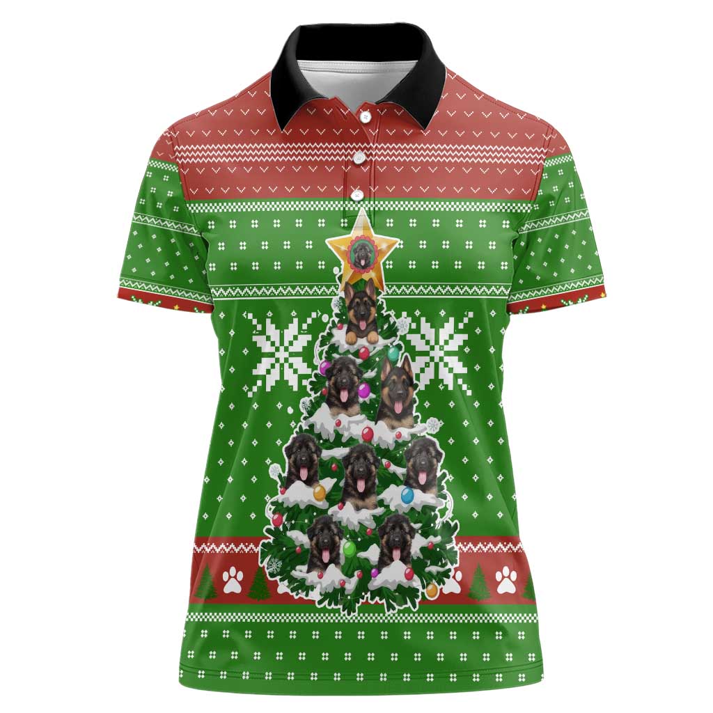 German Shepherd Pine Xmas Christmas Women Polo Shirt Xmas Holiday Patterns - Wonder Print Shop