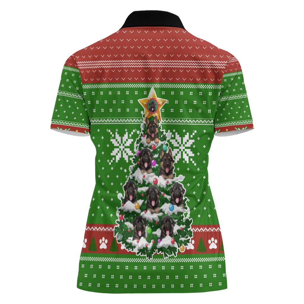 German Shepherd Pine Xmas Christmas Women Polo Shirt Xmas Holiday Patterns - Wonder Print Shop