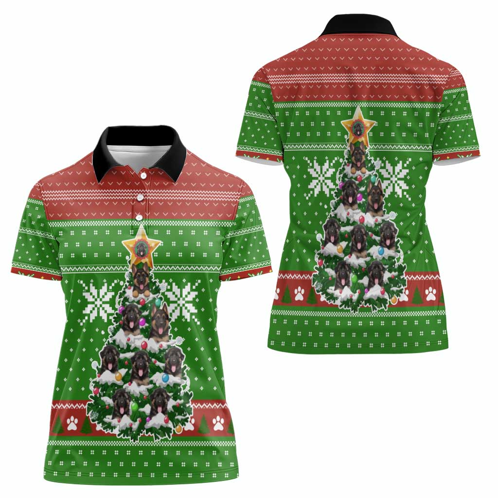 German Shepherd Pine Xmas Christmas Women Polo Shirt Xmas Holiday Patterns - Wonder Print Shop