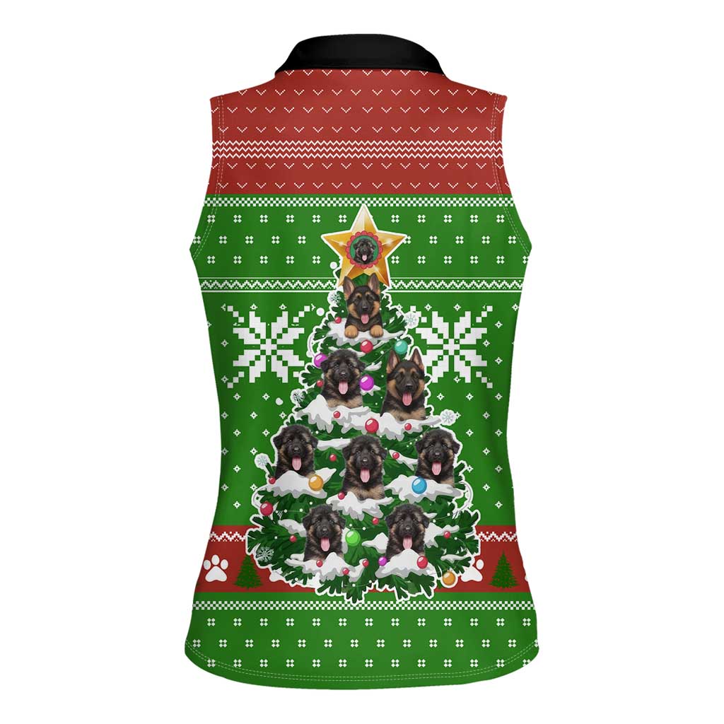 German Shepherd Pine Xmas Christmas Women Sleeveless Polo Shirt Xmas Holiday Patterns - Wonder Print Shop