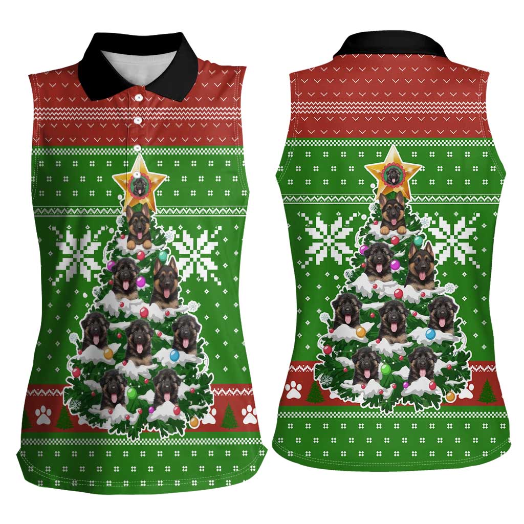 German Shepherd Pine Xmas Christmas Women Sleeveless Polo Shirt Xmas Holiday Patterns - Wonder Print Shop