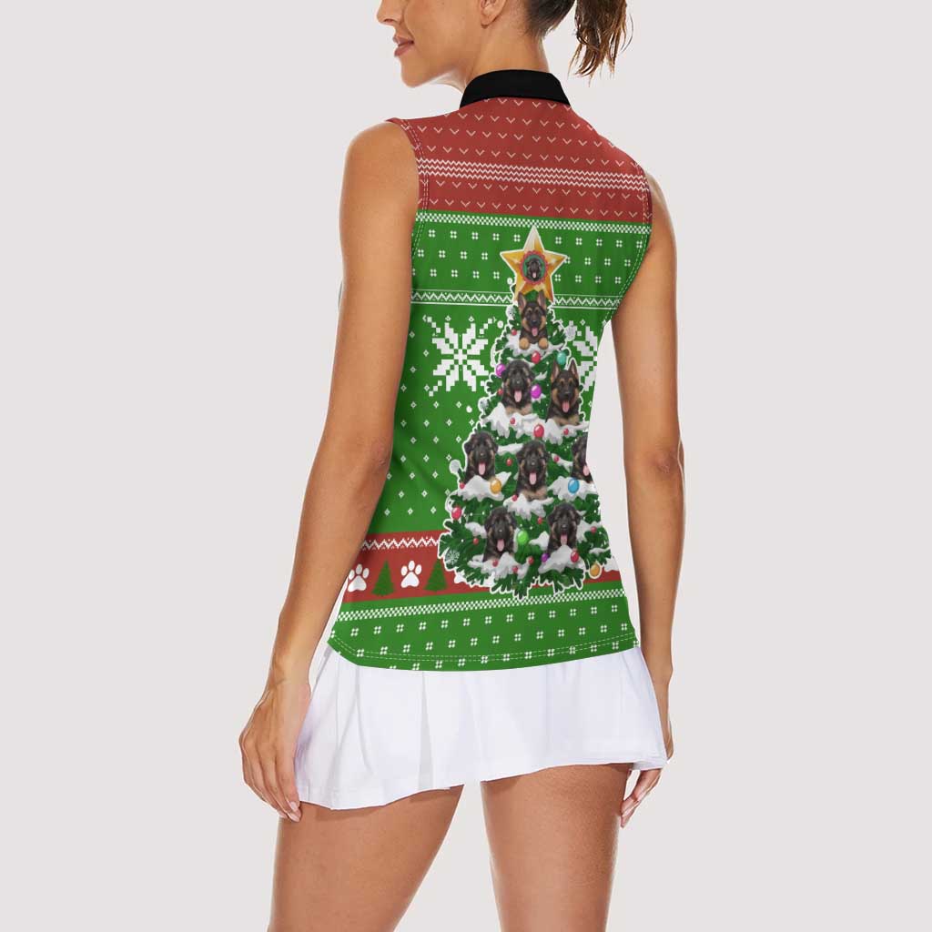 German Shepherd Pine Xmas Christmas Women Sleeveless Polo Shirt Xmas Holiday Patterns - Wonder Print Shop