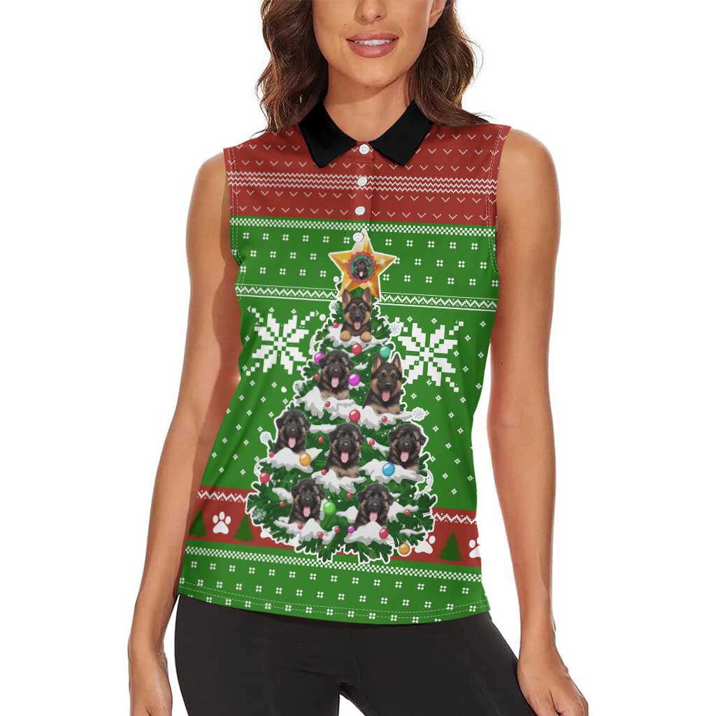 German Shepherd Pine Xmas Christmas Women Sleeveless Polo Shirt Xmas Holiday Patterns - Wonder Print Shop