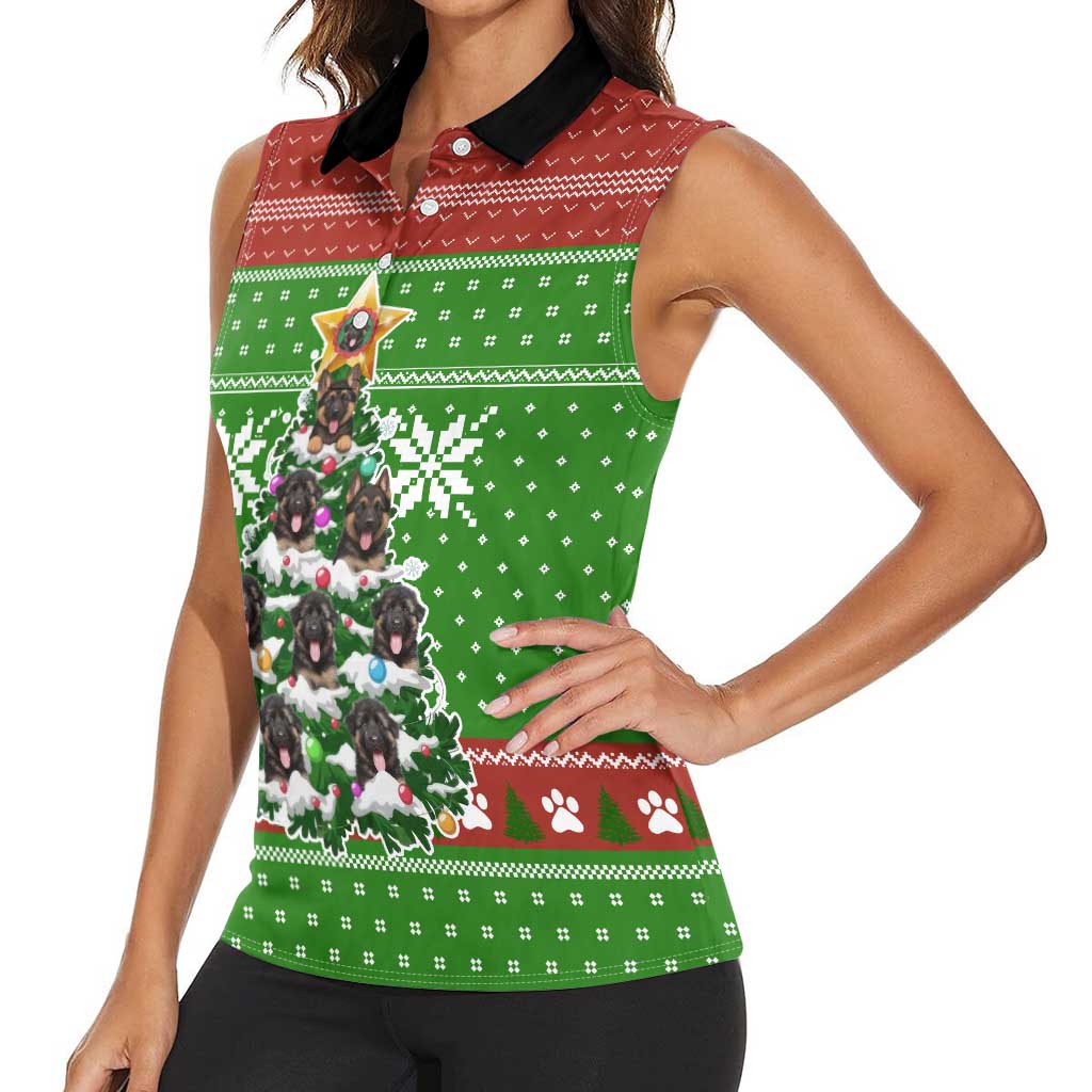 German Shepherd Pine Xmas Christmas Women Sleeveless Polo Shirt Xmas Holiday Patterns - Wonder Print Shop