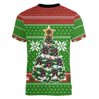 German Shepherd Pine Xmas Christmas Women V-Neck T-Shirt Xmas Holiday Patterns - Wonder Print Shop